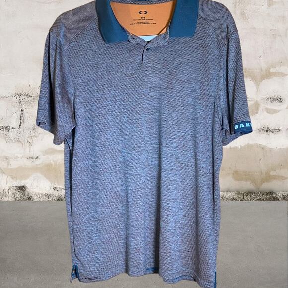Oakley Men's Bluish Gray & Orange Polo Shirt - Size Medium - Picture 1 of 4